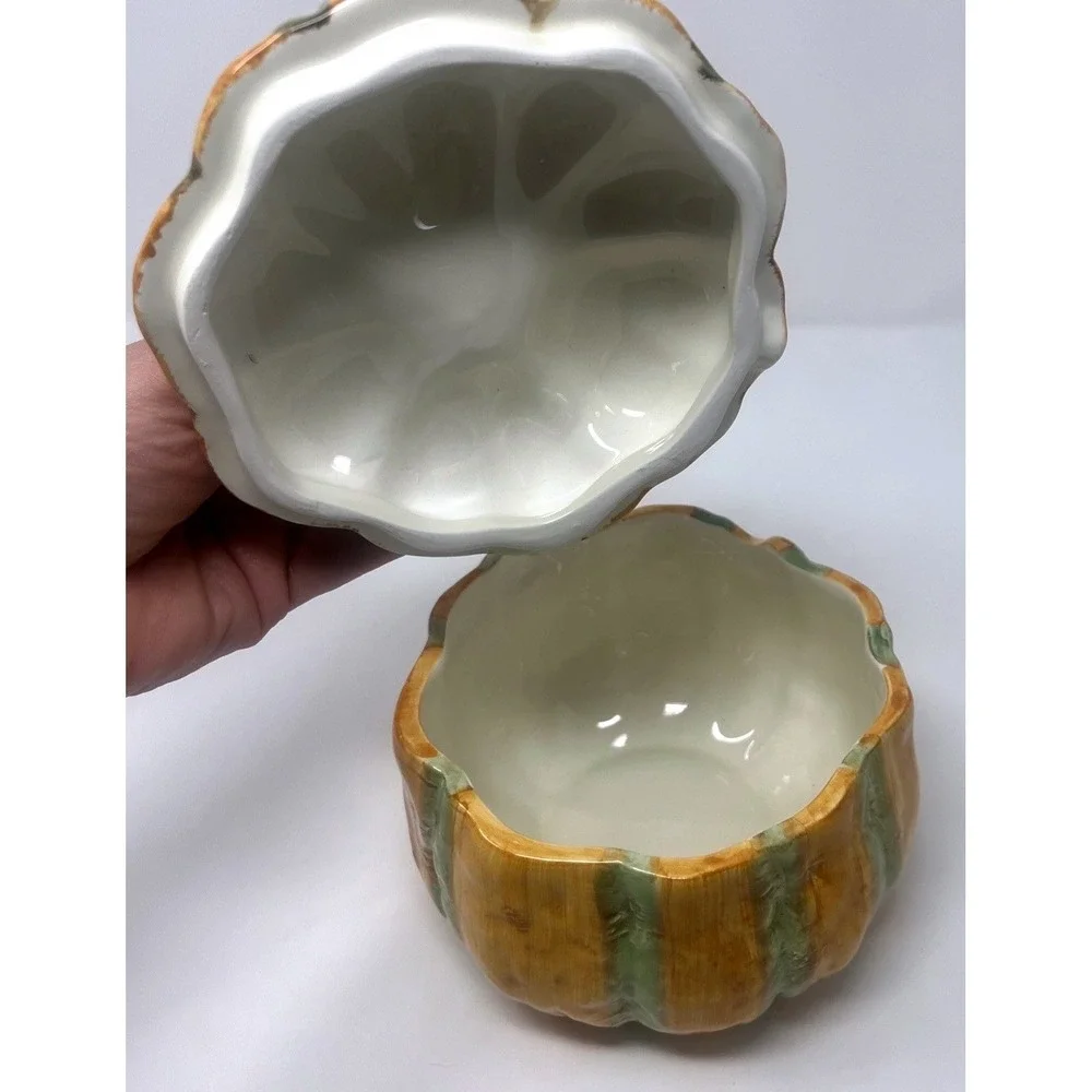 Vintage Ceramic Pumpkin Lidded‎ Serving Bowl Thanksgiving Soup Tureen